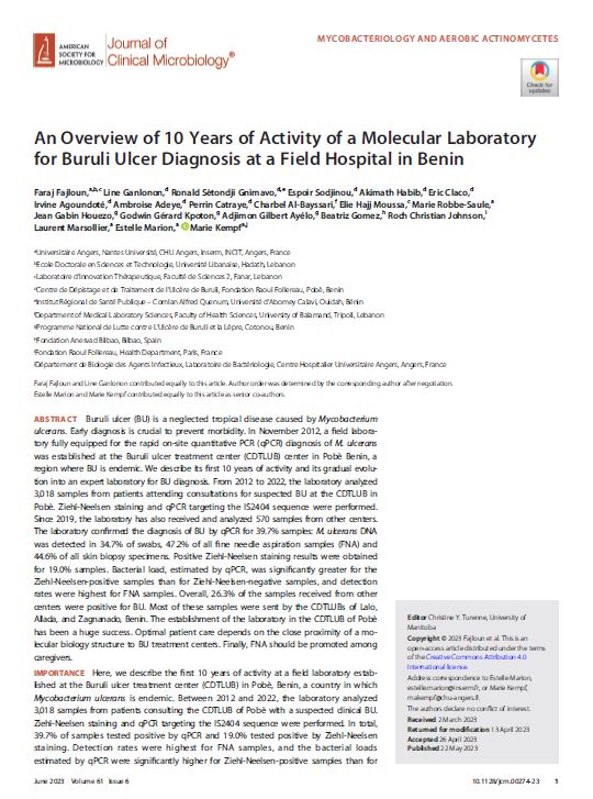 An Overview of 10 Years of Activity of a Molecular Laboratory for Buruli Ulcer Diagnosis at a Field Hospital in Benin