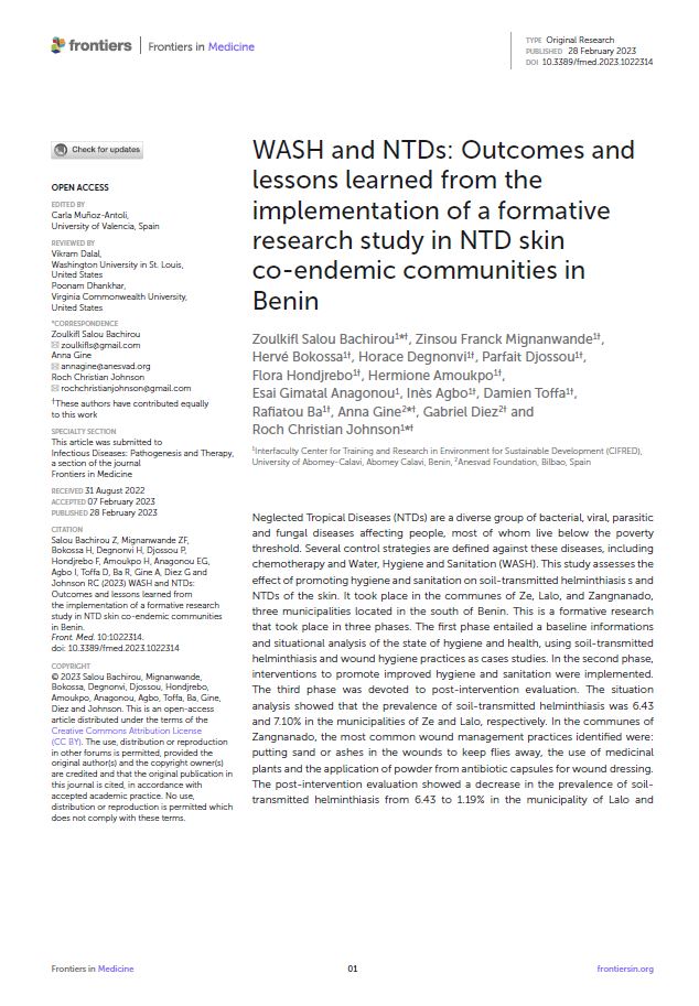 WASH and NTDs: Outcomes and lessons learned from the implementation of a formative research study in NTD skin co-endemic communities in Benin